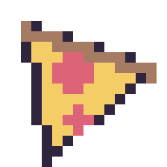Pixel art Pizza simple 16 × 16, grille 16 × 16