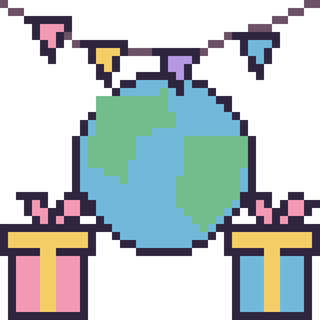 Modèle de pixel art Planète Terre pour un anniversaire sur une grille de 40 par 40 cases