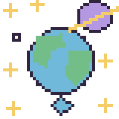 Pixel art Planète Terre dans l’espace, grille 40 × 40