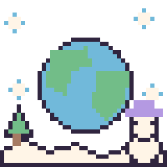 Pixel art Planète Terre en hiver, grille 40 × 40