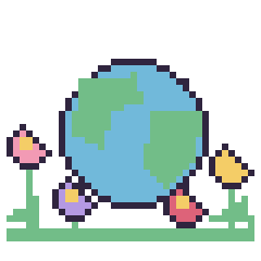 Pixel art Planète Terre dans le jardin, grille 40 × 40
