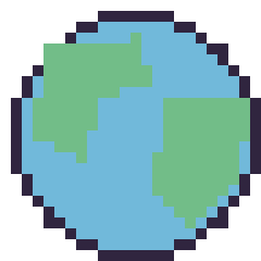Pixel art Planète Terre, grille 24 × 24
