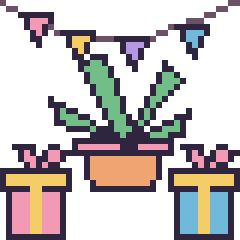 Pixel art Plante grasse pour un anniversaire, grille 40 × 40