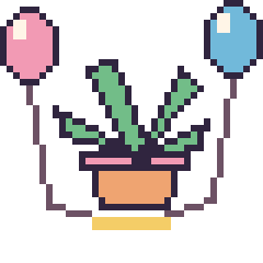 Pixel art Plante grasse avec des ballons, grille 40 × 40