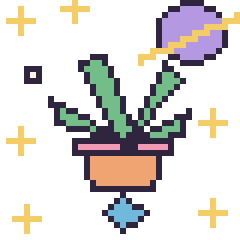 Pixel art Plante grasse dans l’espace, grille 40 × 40