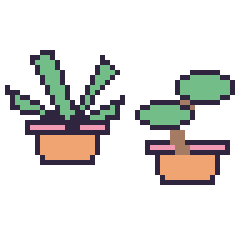 Pixel art Plante grasse et Bonsaï, grille 48 × 48