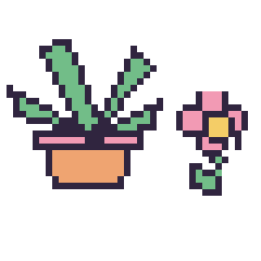 Pixel art Plante grasse et Fleur kawaii 16 × 16, grille 40 × 40
