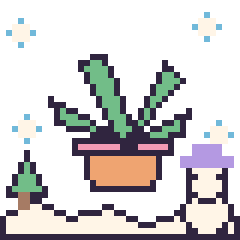 Pixel art Plante grasse en hiver, grille 40 × 40