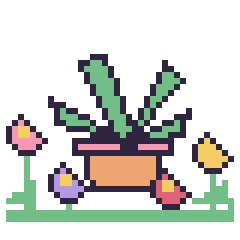 Pixel art Plante grasse dans le jardin, grille 40 × 40