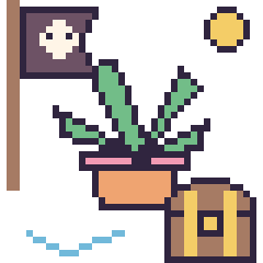 Pixel art Plante grasse en aventure pirate, grille 40 × 40