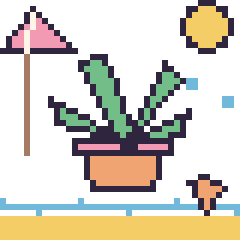Pixel art Plante grasse à la plage, grille 40 × 40