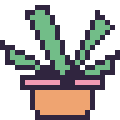 Pixel art Plante grasse, grille 24 × 24