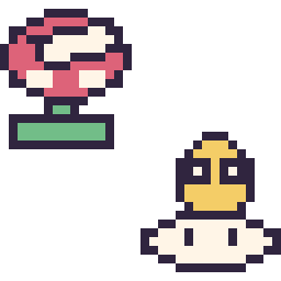 Pixel art Plante Piranha mini et Lakitu mini, grille 32 × 32