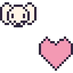 Pixel art Pochacco mini et Cœur simple 16 × 16, grille 32 × 32