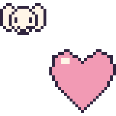 Pixel art Pochacco mini et Cœur, grille 40 × 40