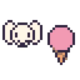 Pixel art Pochacco mini et Glace simple 16 × 16, grille 32 × 32