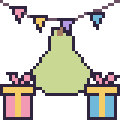 Pixel art Poire pour un anniversaire, grille 40 × 40