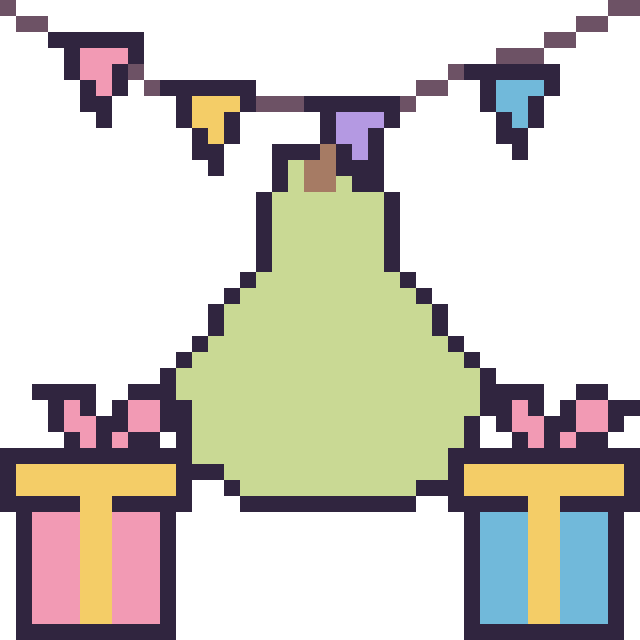 Modèle de pixel art Poire pour un anniversaire sur une grille de 40 par 40 cases