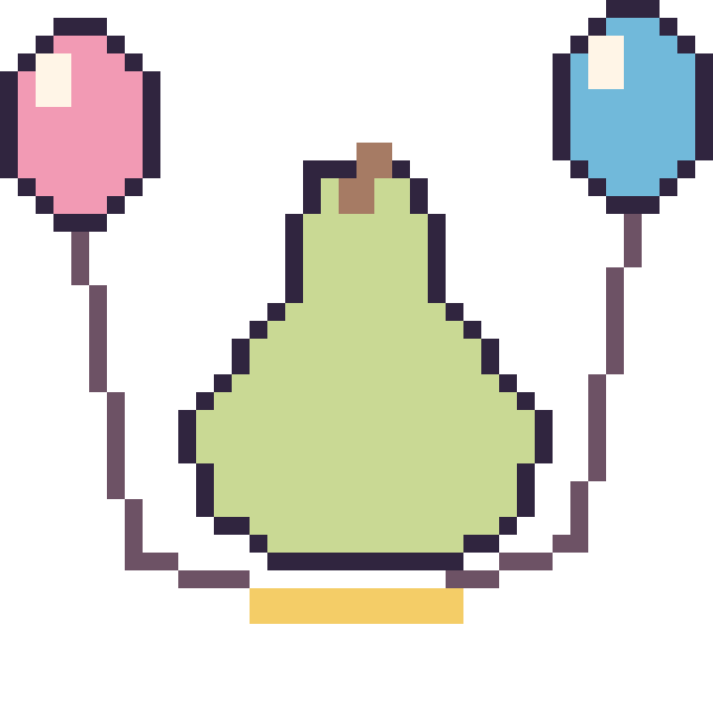 Modèle de pixel art Poire avec des ballons sur une grille de 40 par 40 cases