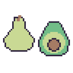 Pixel art Poire et Avocat, grille 48 × 48
