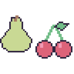 Pixel art Poire et Cerise, grille 48 × 48