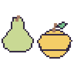 Pixel art Poire et Citron, grille 48 × 48