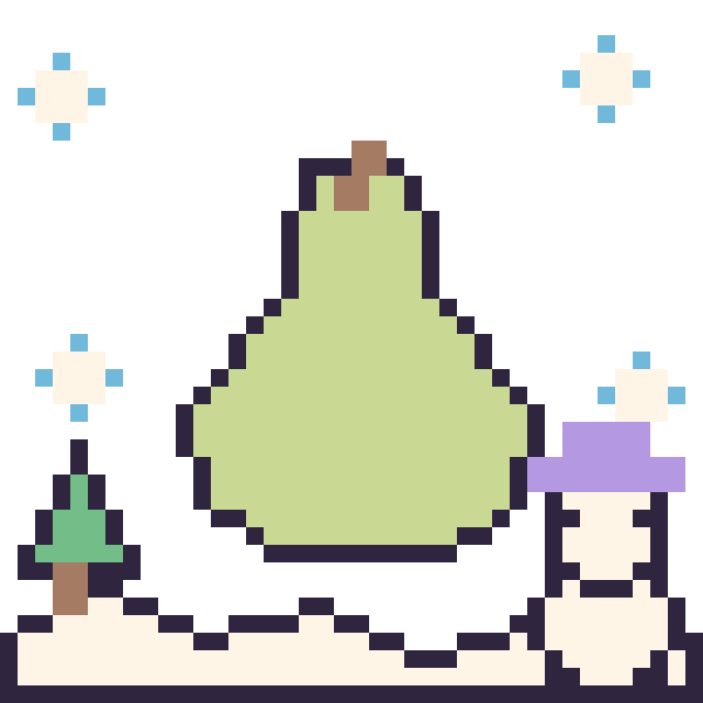 Modèle de pixel art Poire en hiver sur une grille de 40 par 40 cases