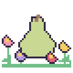 Pixel art Poire dans le jardin, grille 40 × 40