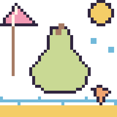 Pixel art Poire à la plage, grille 40 × 40
