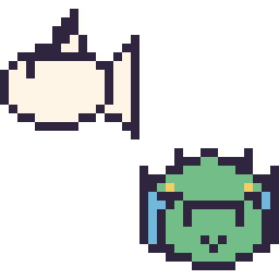 Pixel art Poissirène mini et Fantyrm mini, grille 32 × 32