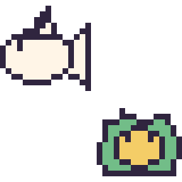 Pixel art Poissirène mini et Nucléos mini, grille 32 × 32