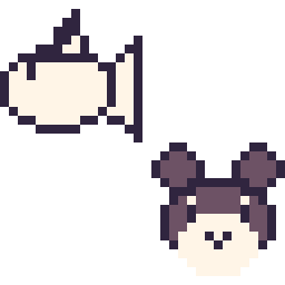 Pixel art Poissirène mini et Ronflex mini, grille 32 × 32