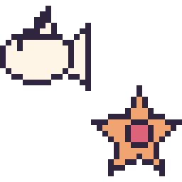 Pixel art Poissirène mini et Stari mini, grille 32 × 32
