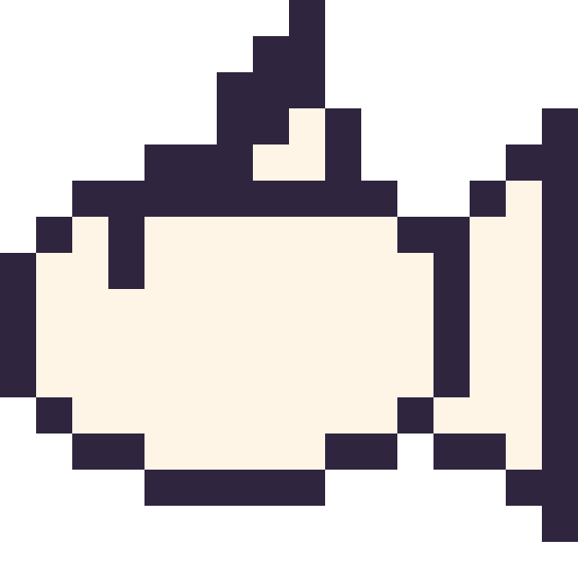 Modèle de pixel art Poissirène mini 16 × 16 sur une grille de 16 par 16 cases