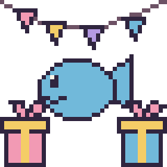 Pixel art Poisson pour un anniversaire, grille 40 × 40