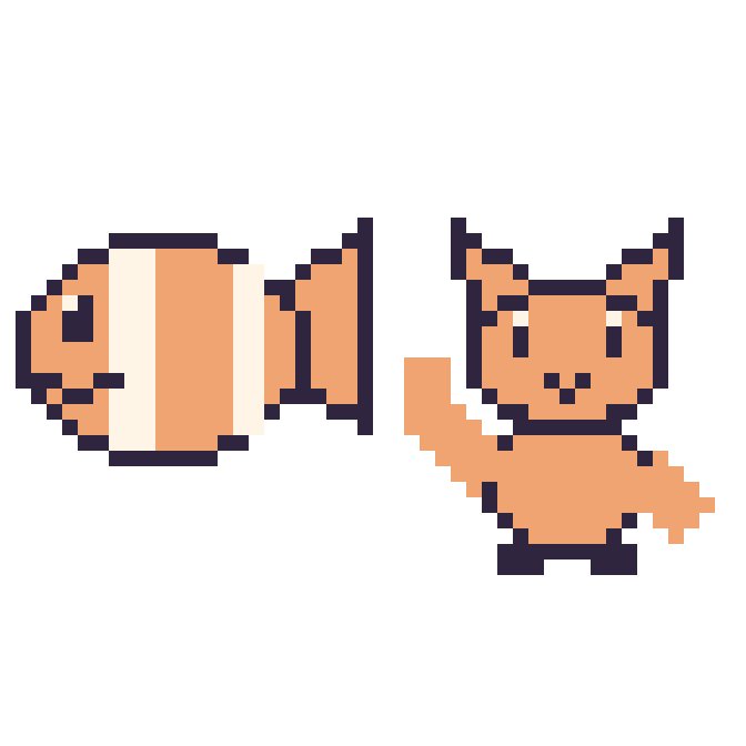 Modèle de pixel art Poisson-clown et Chat qui fait coucou sur une grille de 48 par 48 cases