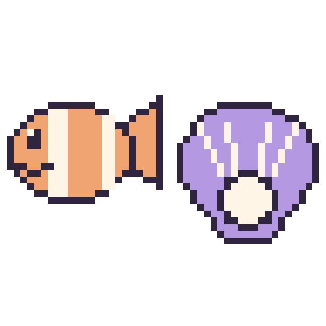 Modèle de pixel art Poisson-clown et Huître sur une grille de 48 par 48 cases
