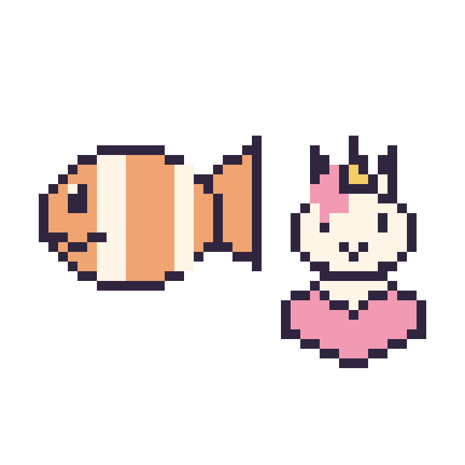 Modèle de pixel art Poisson-clown et Licorne avec un cœur sur une grille de 48 par 48 cases