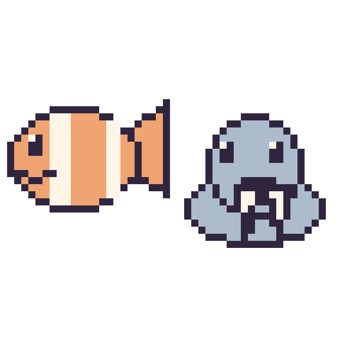 Modèle de pixel art Poisson-clown et Morse sur une grille de 48 par 48 cases