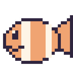Pixel art Poisson-clown, grille 24 × 24