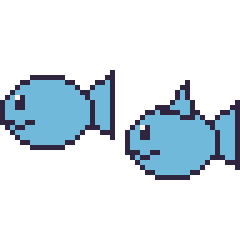 Pixel art Poisson et Dauphin, grille 48 × 48