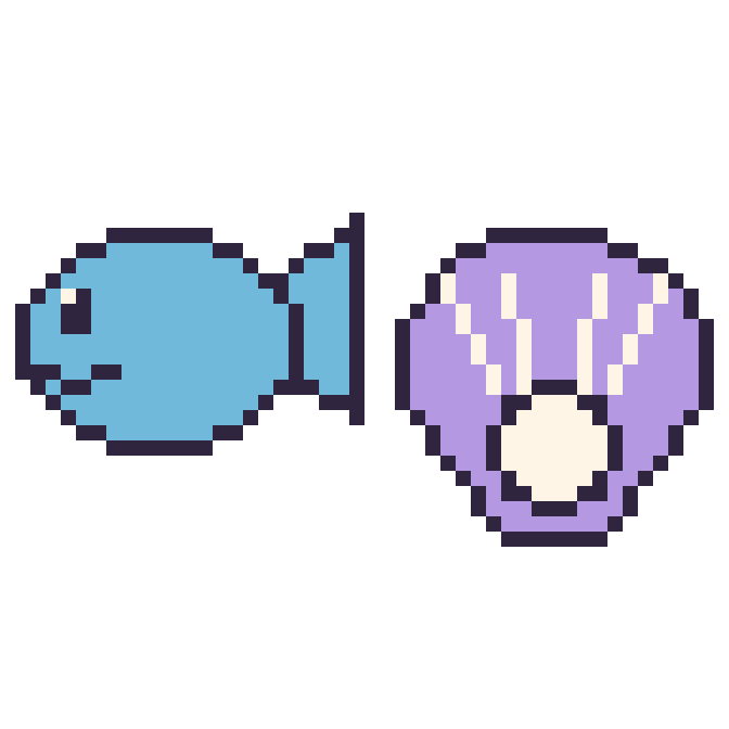 Modèle de pixel art Poisson et Huître sur une grille de 48 par 48 cases