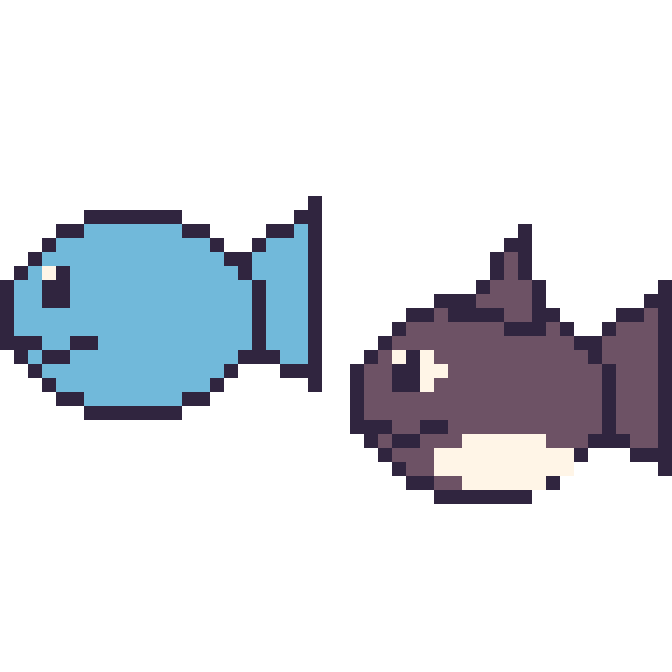 Modèle de pixel art Poisson et Orque sur une grille de 48 par 48 cases