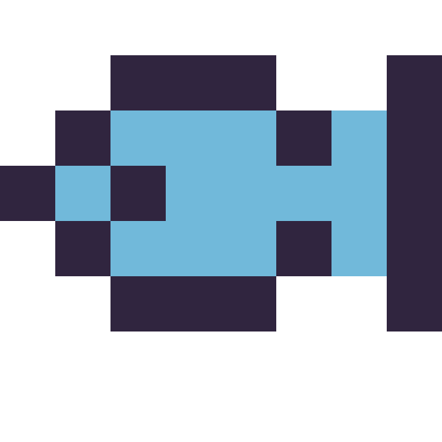 Modèle de pixel art Poisson mini sur une grille de 8 par 8 cases
