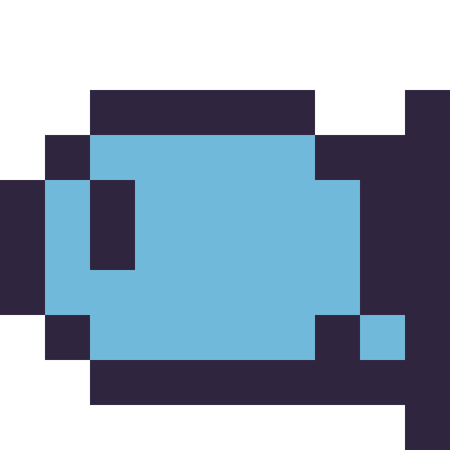 Modèle de pixel art Poisson simple 10 × 10 sur une grille de 10 par 10 cases