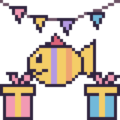 Pixel art Poisson tropical pour un anniversaire, grille 40 × 40
