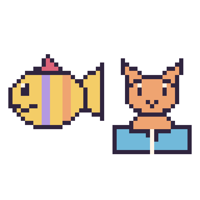 Modèle de pixel art Poisson tropical et Chat avec un livre sur une grille de 48 par 48 cases