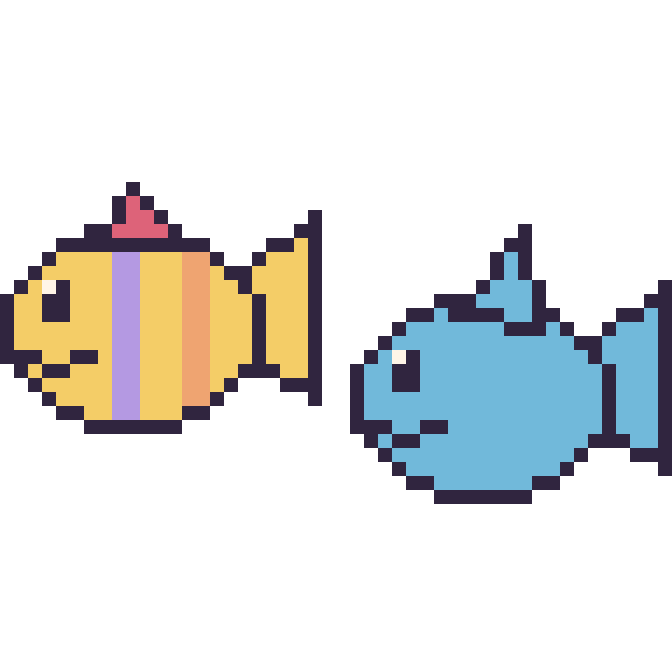 Modèle de pixel art Poisson tropical et Dauphin sur une grille de 48 par 48 cases