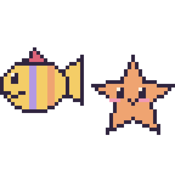 Modèle de pixel art Poisson tropical et Étoile de mer sur une grille de 48 par 48 cases