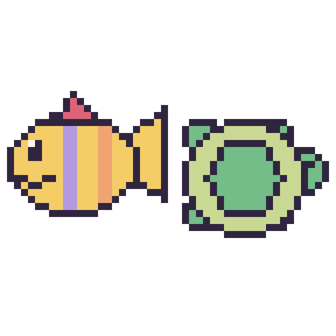Modèle de pixel art Poisson tropical et Tortue sur une grille de 48 par 48 cases